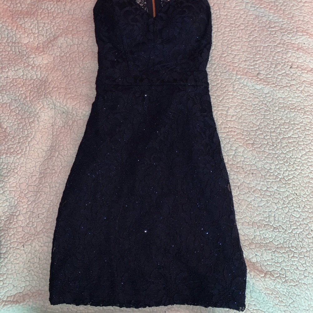 blue sparkled cocktail dress